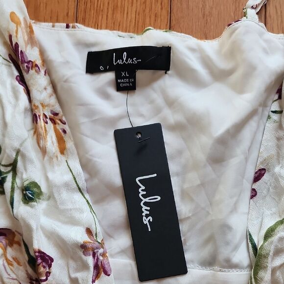 Lulu's Cream Ruched Tie Front Swim Cover Up - Women's Size XL - Picture 2 of 5